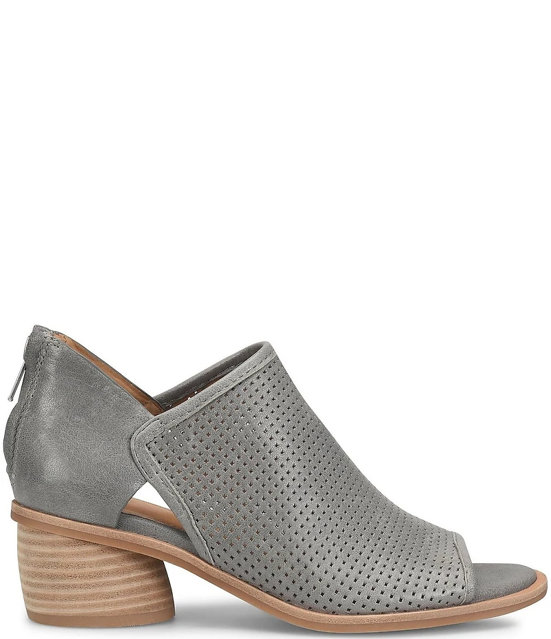 Sofft Carleigh Perforated Leather Stack Heel Peep Toe Shooties