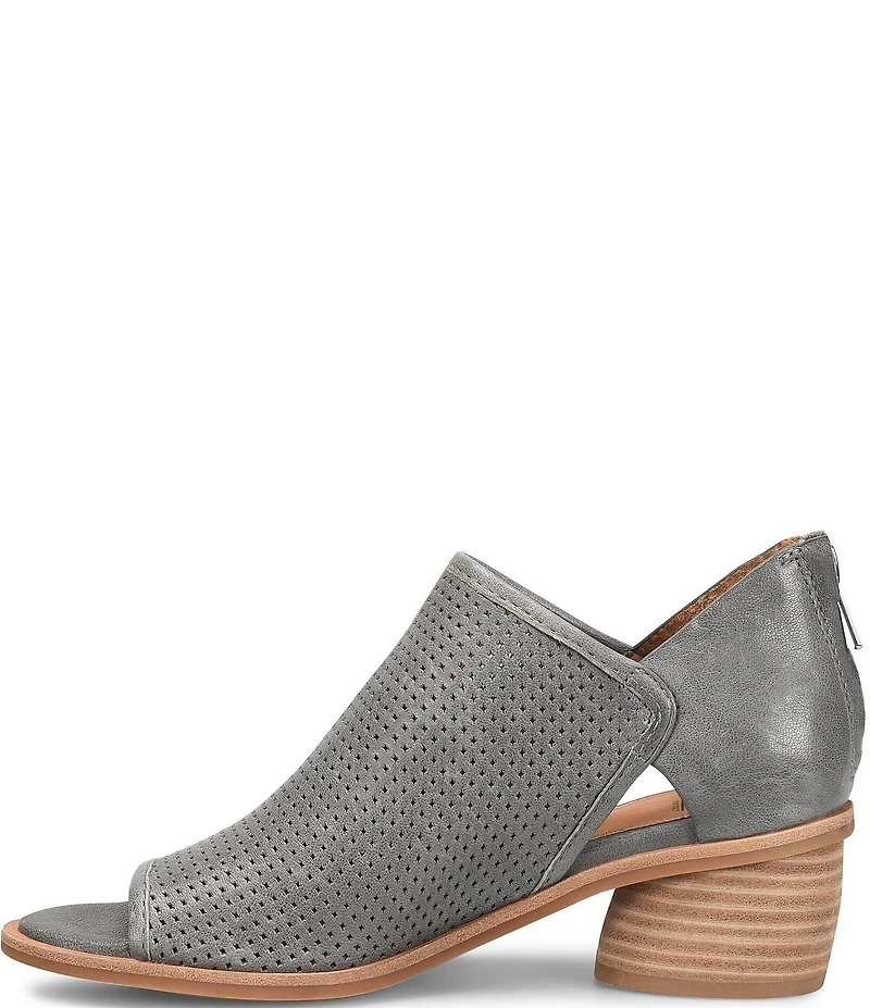 Sofft Carleigh Perforated Leather Stack Heel Peep Toe Shooties