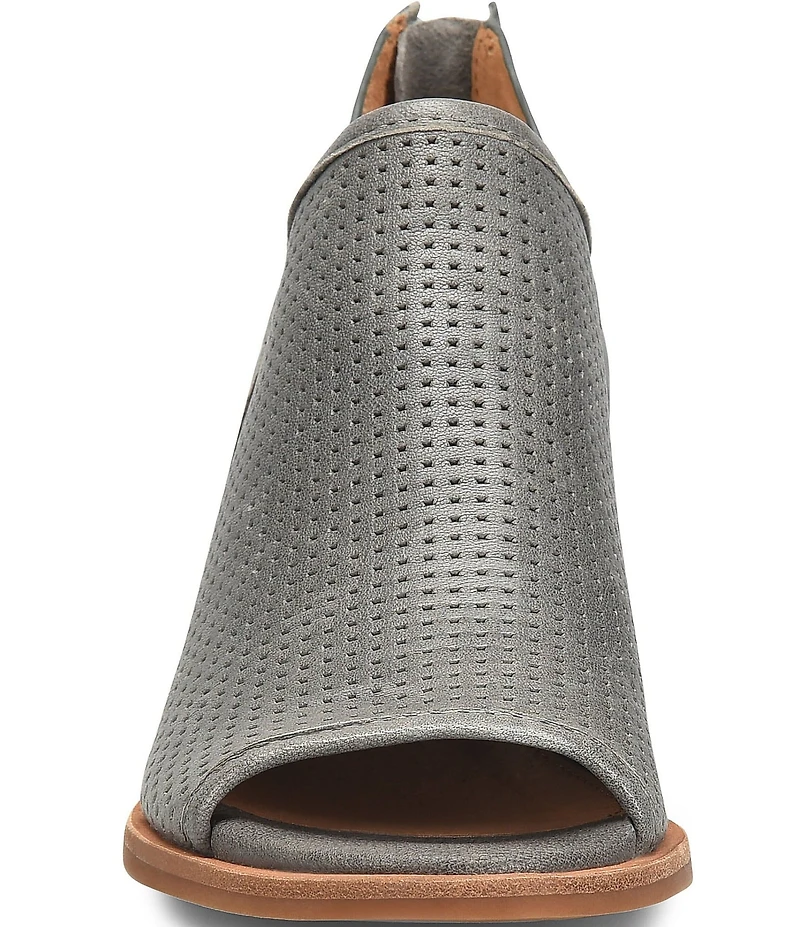 Sofft Carleigh Perforated Leather Stack Heel Peep Toe Shooties