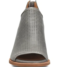 Sofft Carleigh Perforated Leather Stack Heel Peep Toe Shooties