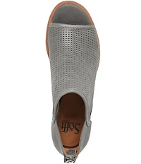 Sofft Carleigh Perforated Leather Stack Heel Peep Toe Shooties