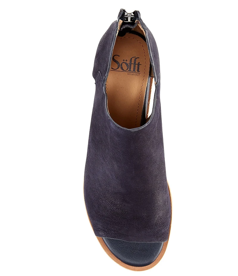 Sofft Carleigh Suede Rounded Stack Heel Peep Toe Shoes