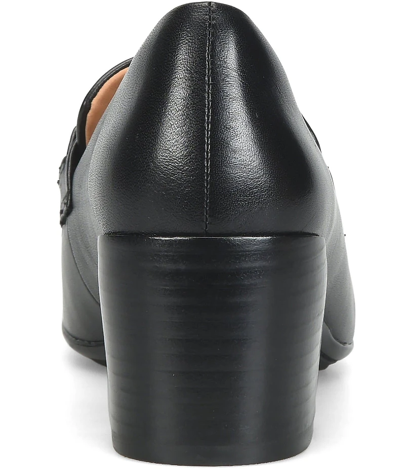 Sofft Casandra Leather Block Heel Bit Buckle Loafer Pumps