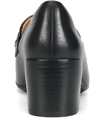 Sofft Casandra Leather Block Heel Bit Buckle Loafer Pumps