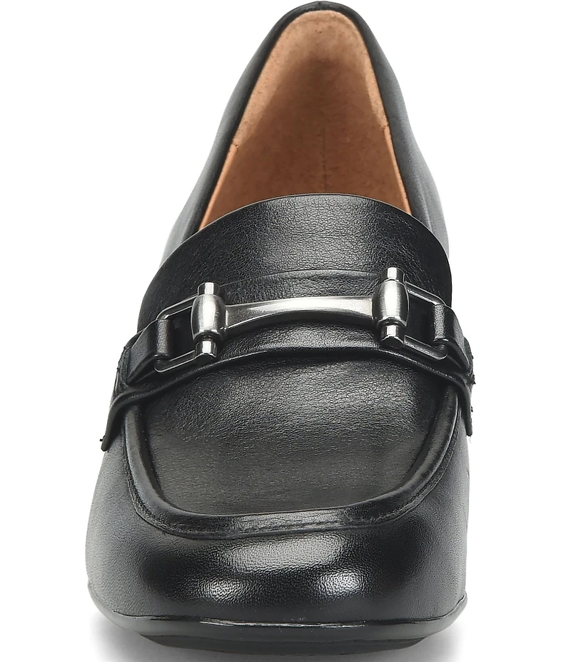 Sofft Casandra Leather Block Heel Bit Buckle Loafer Pumps