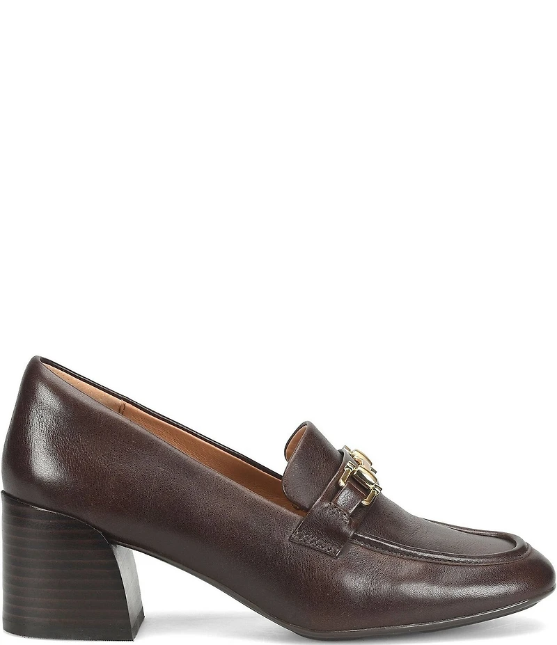 Sofft Casandra Leather Block Heel Bit Buckle Loafer Pumps
