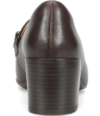 Sofft Casandra Leather Block Heel Bit Buckle Loafer Pumps