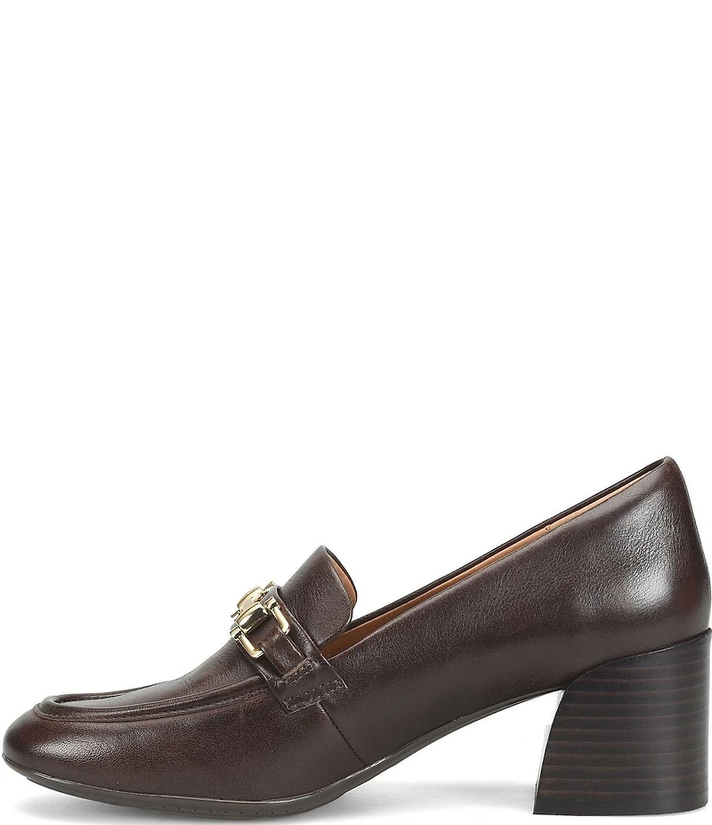 Sofft Casandra Leather Block Heel Bit Buckle Loafer Pumps