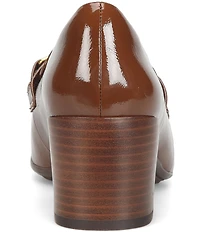 Sofft Casandra Patent Leather Block Heel Bit Buckle Loafer Pumps