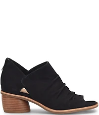 Sofft Catelyn Ruched Suede Rounded Stack Heel Peep Toe Shooties