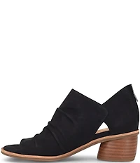 Sofft Catelyn Ruched Suede Rounded Stack Heel Peep Toe Shooties