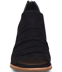Sofft Catelyn Ruched Suede Rounded Stack Heel Peep Toe Shooties