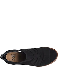 Sofft Catelyn Ruched Suede Rounded Stack Heel Peep Toe Shooties