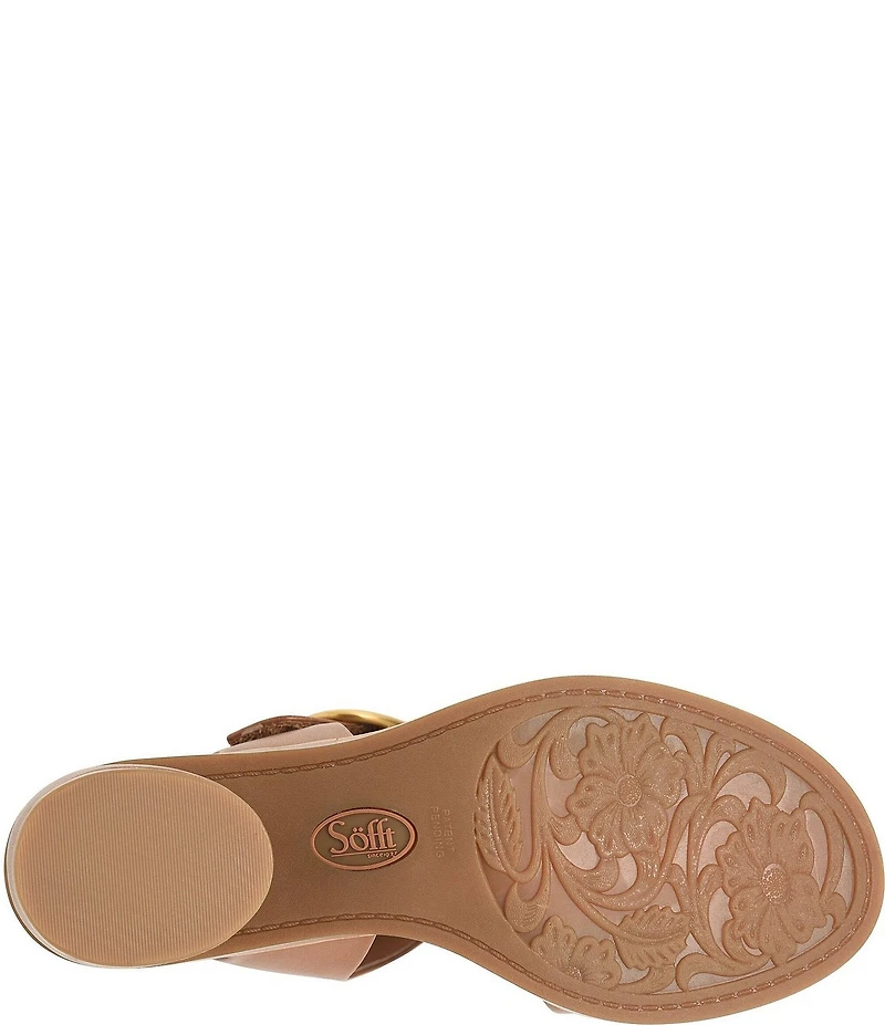 Sofft Chevonne Leather Rounded Heel Peep Toe Sandals