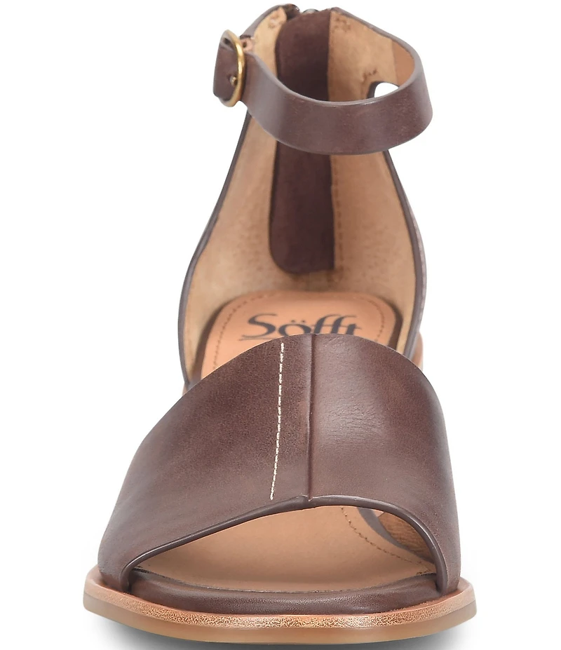 Sofft Colby Leather Rounded Heel Ankle Strap Sandals