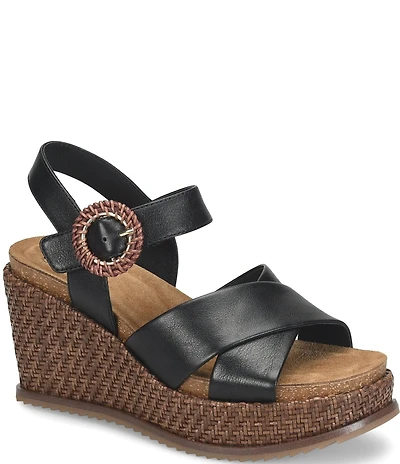 Sofft Dorathy Leather Banded Platform Wedge Sandals
