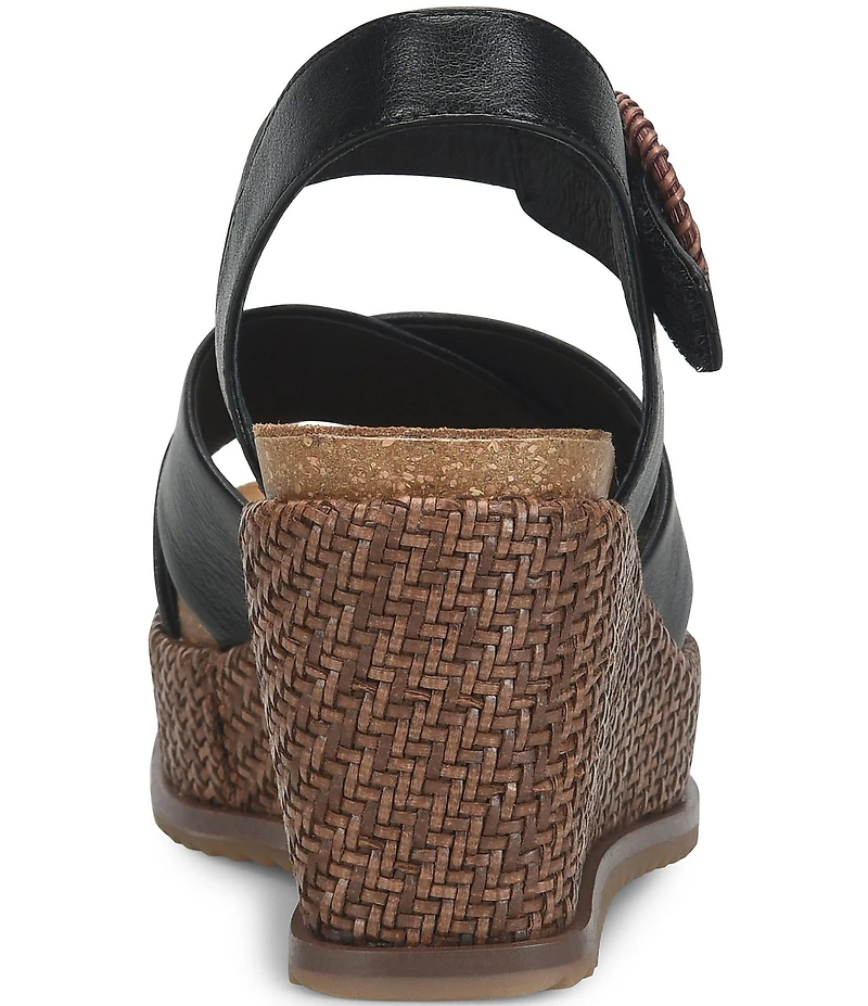 Sofft Dorathy Leather Banded Platform Wedge Sandals