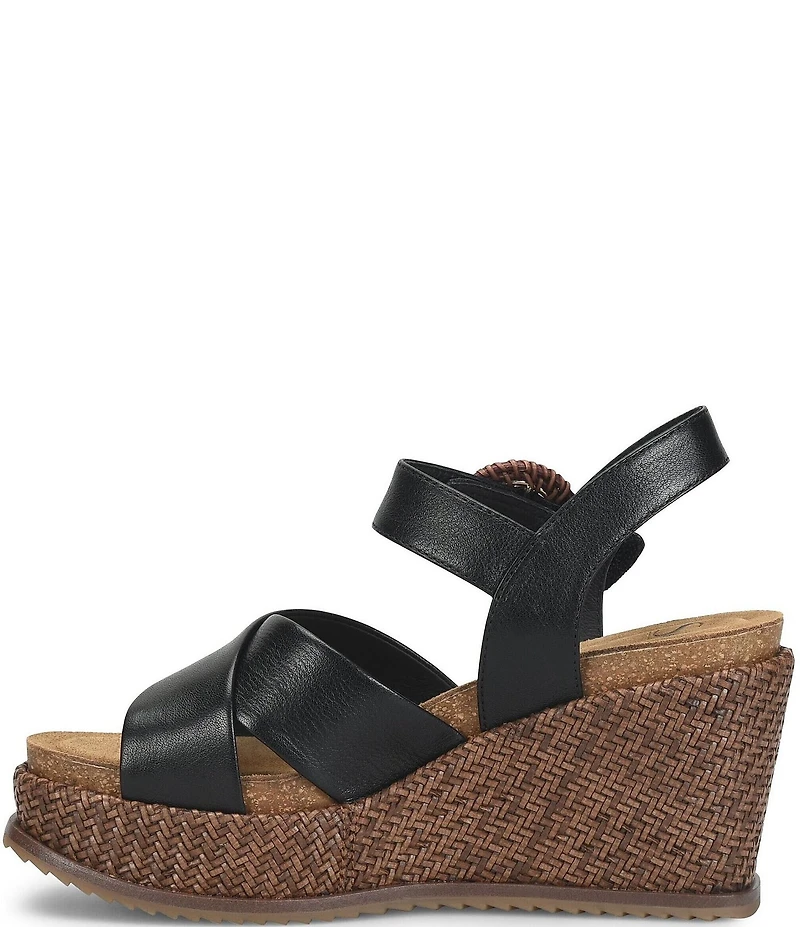 Sofft Dorathy Leather Banded Platform Wedge Sandals