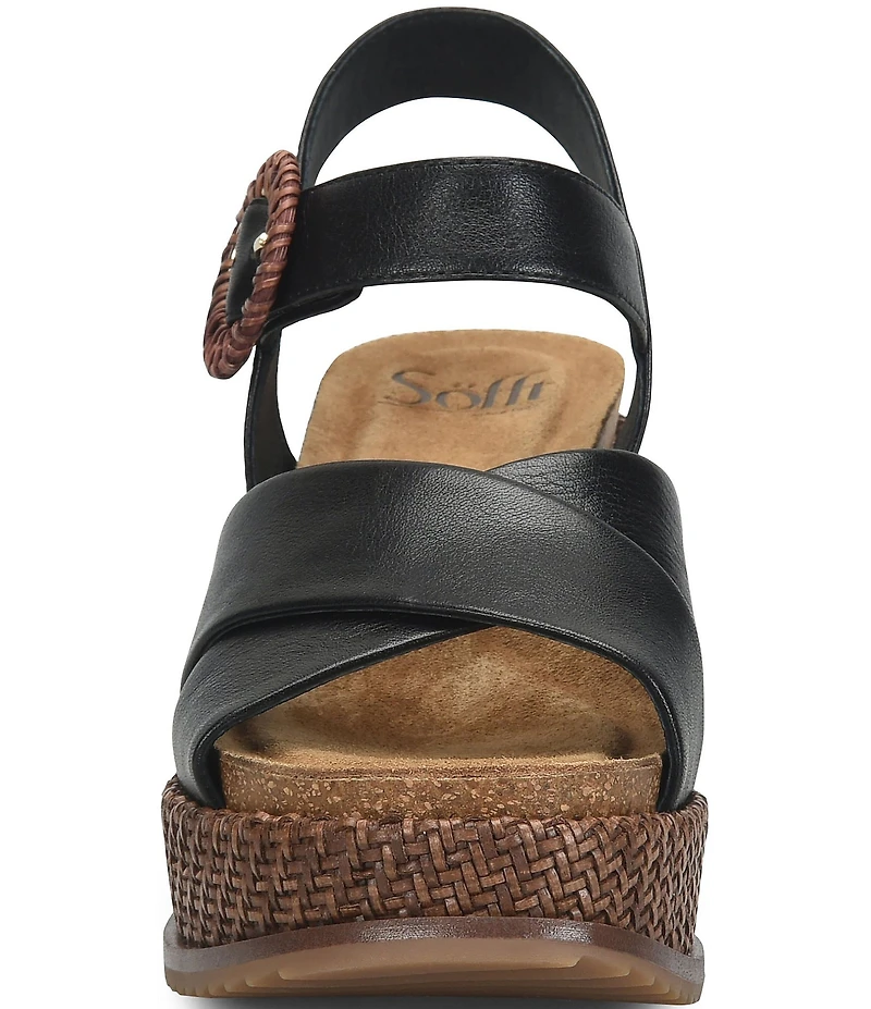 Sofft Dorathy Leather Banded Platform Wedge Sandals