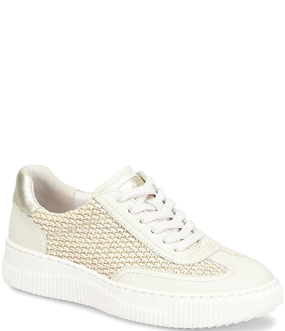 Sofft Farra Leather Woven Raffia Sneakers