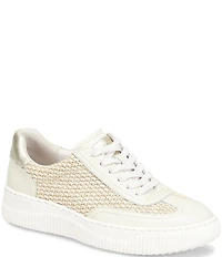 Sofft Farra Leather Woven Raffia Sneakers