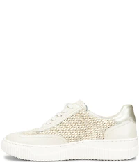 Sofft Farra Leather Woven Raffia Sneakers