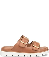 Sofft Gabby Leather Buckle Platform Slide Sandals