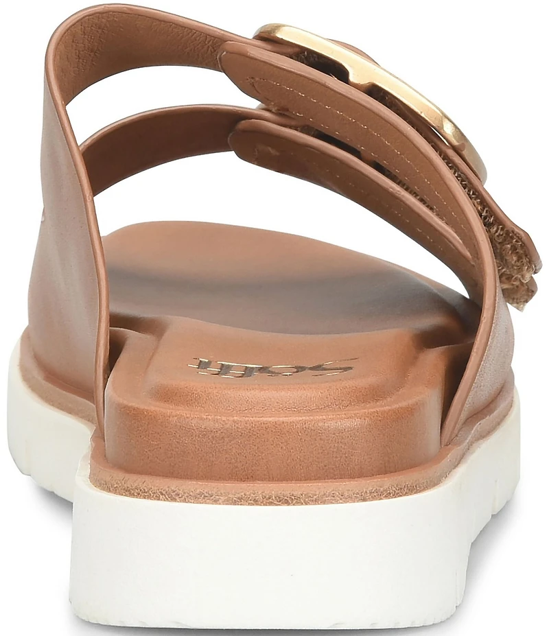 Sofft Gabby Leather Buckle Platform Slide Sandals