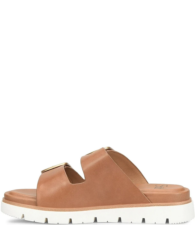 Sofft Gabby Leather Buckle Platform Slide Sandals