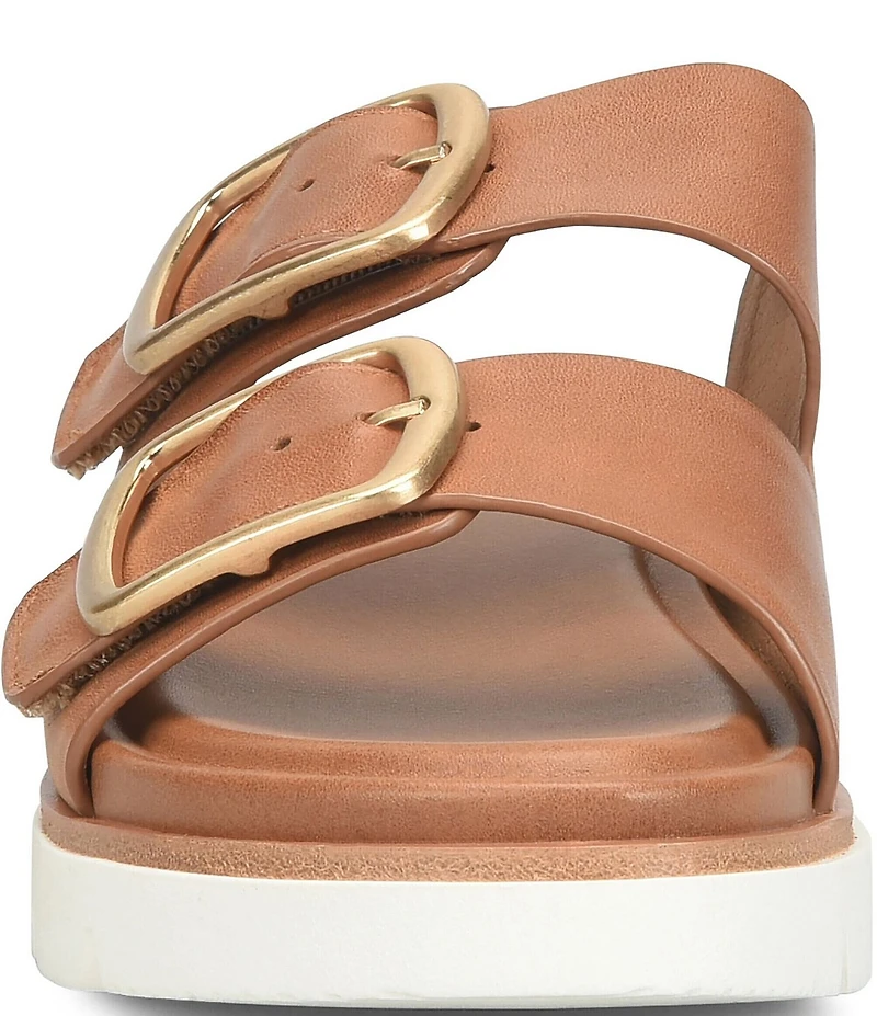 Sofft Gabby Leather Buckle Platform Slide Sandals
