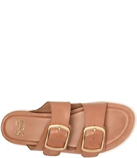 Sofft Gabby Leather Buckle Platform Slide Sandals