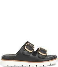 Sofft Gabby Leather Buckle Platform Slide Sandals