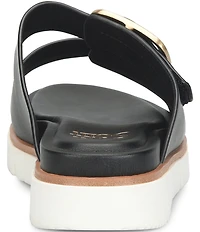 Sofft Gabby Leather Buckle Platform Slide Sandals