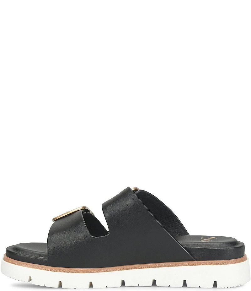 Sofft Gabby Leather Buckle Platform Slide Sandals