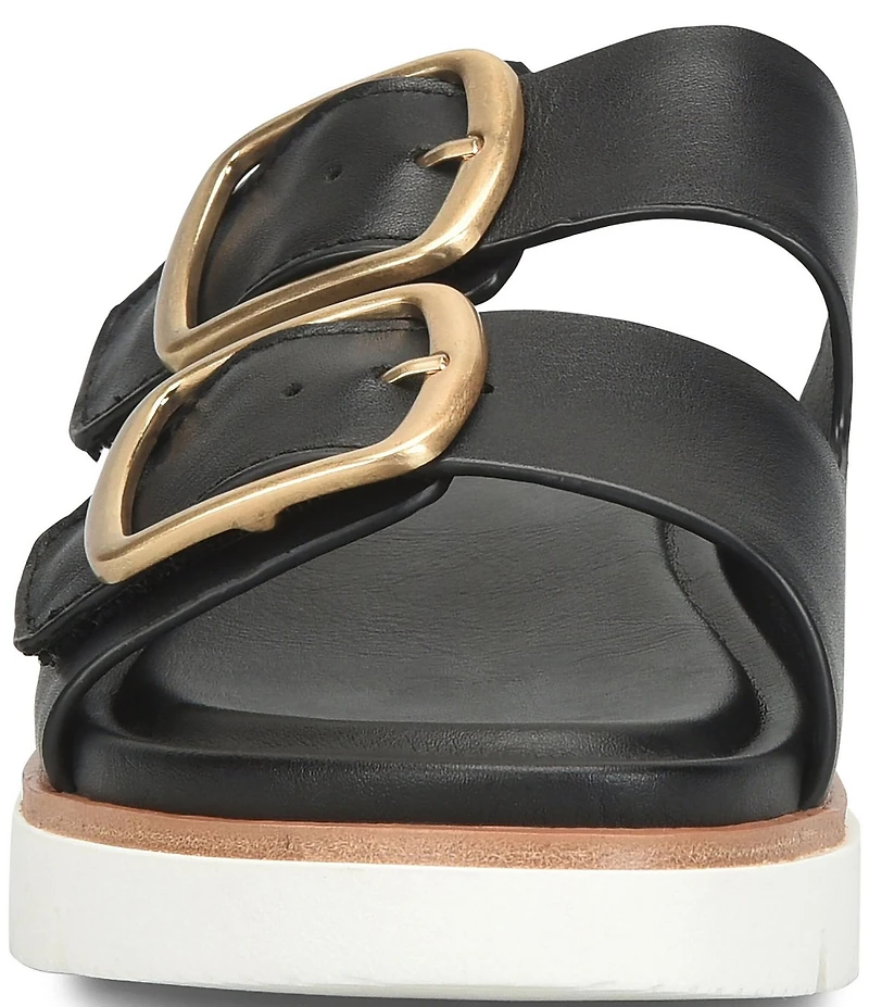 Sofft Gabby Leather Buckle Platform Slide Sandals