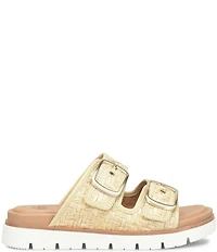 Sofft Gabby Woven Straw Buckle Platform Slide Sandals