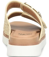 Sofft Gabby Woven Straw Buckle Platform Slide Sandals