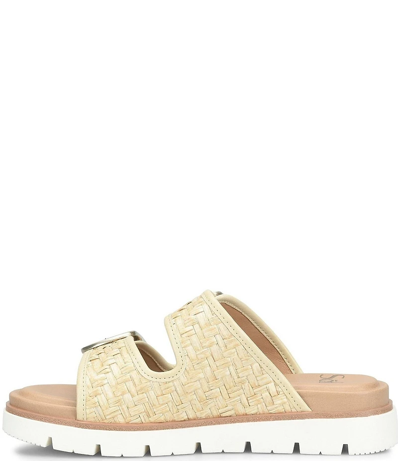 Sofft Gabby Woven Straw Buckle Platform Slide Sandals