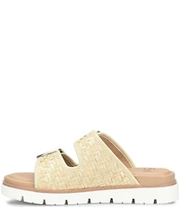 Sofft Gabby Woven Straw Buckle Platform Slide Sandals