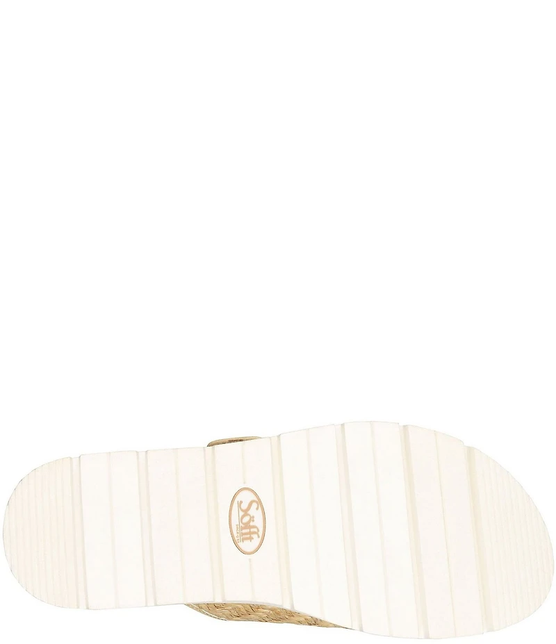 Sofft Gabby Woven Straw Buckle Platform Slide Sandals
