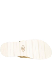 Sofft Gabby Woven Straw Buckle Platform Slide Sandals