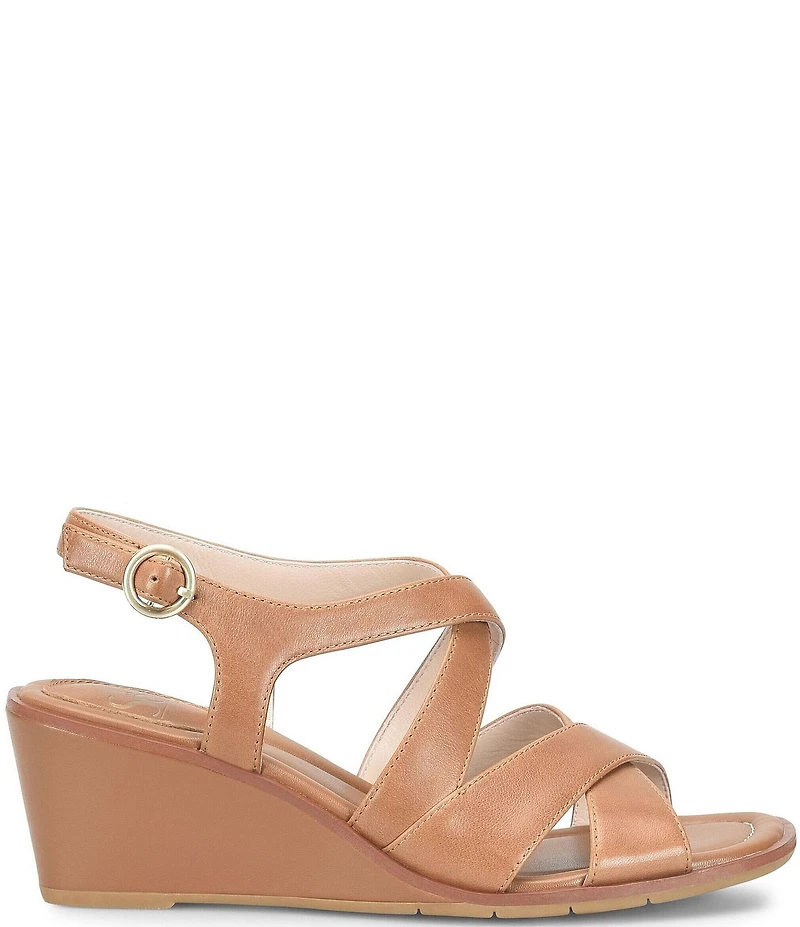 Sofft Gigi Criss-Cross Leather Wedge Slingback Sandals