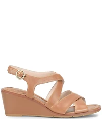 Sofft Gigi Criss-Cross Leather Wedge Slingback Sandals