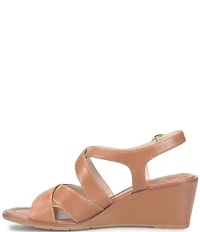 Sofft Gigi Criss-Cross Leather Wedge Slingback Sandals