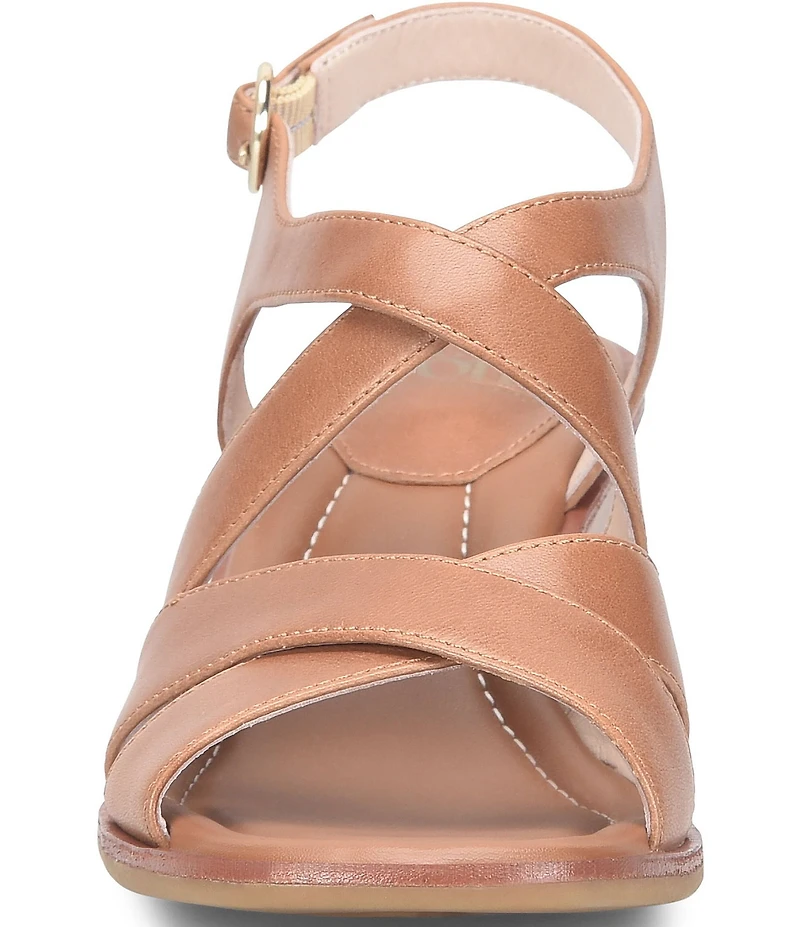 Sofft Gigi Criss-Cross Leather Wedge Slingback Sandals