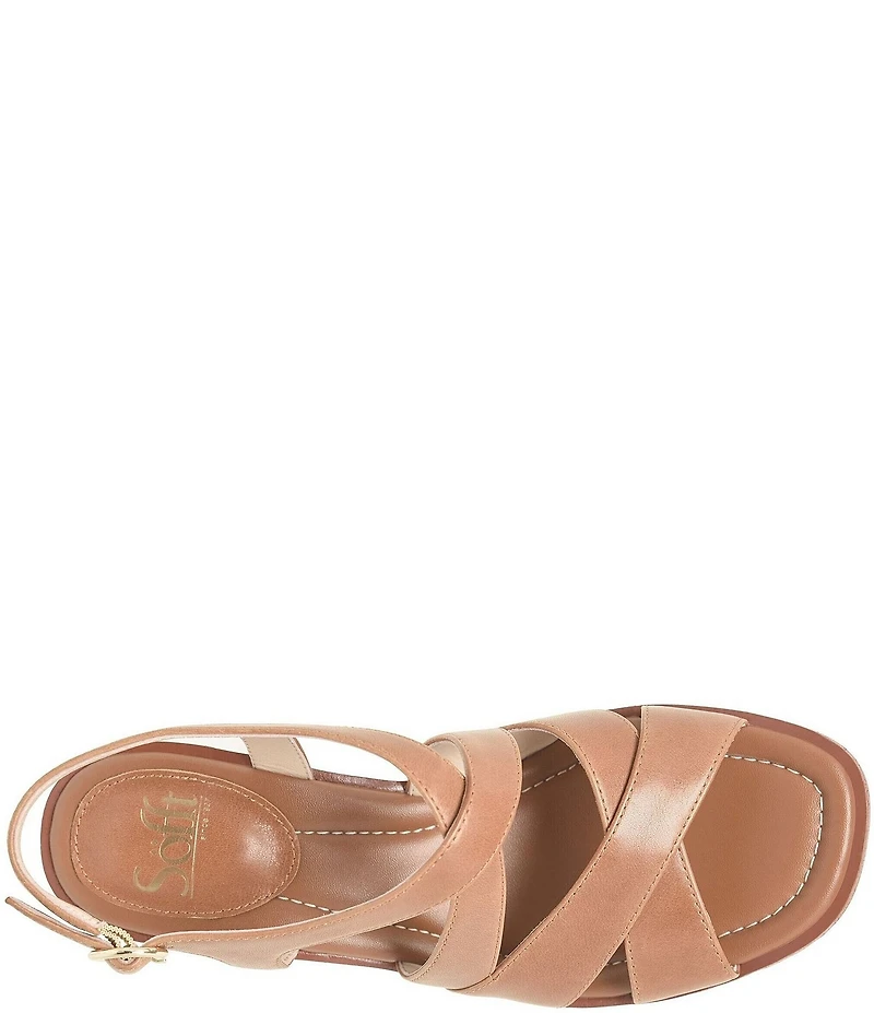 Sofft Gigi Criss-Cross Leather Wedge Slingback Sandals