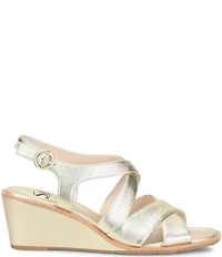 Sofft Gigi Criss-Cross Leather Wedge Slingback Sandals