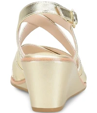 Sofft Gigi Criss-Cross Leather Wedge Slingback Sandals