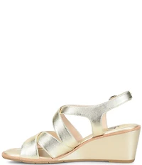 Sofft Gigi Criss-Cross Leather Wedge Slingback Sandals