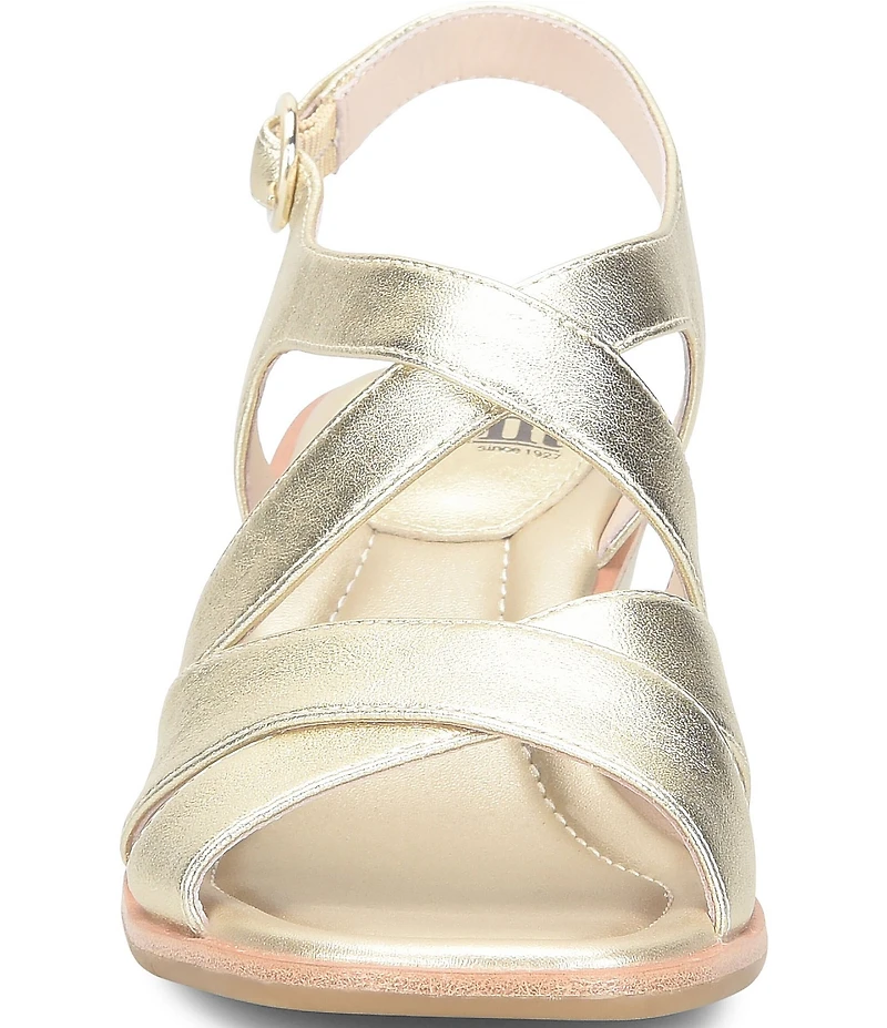 Sofft Gigi Criss-Cross Leather Wedge Slingback Sandals